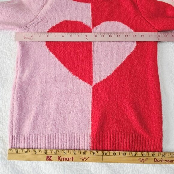 Cupcakes & Cashmere Women's Sweater Size XS Red Pink Colorblock Heart Retro - Picture 8 of 11